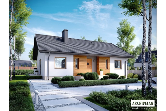 DOSSIER Permis de construire RE2020 / Maison en bois, kit à ossature bois / plan "KORNEL V ENERGO" 100 m² / 3 chambres