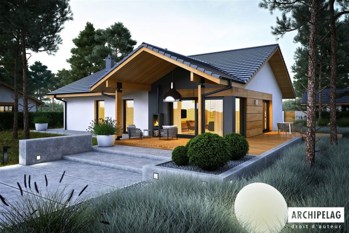 DOSSIER Permis de construire RE2020 / plan de maison moderne MINI 4W II G1 130 M² + Garage + Mod.